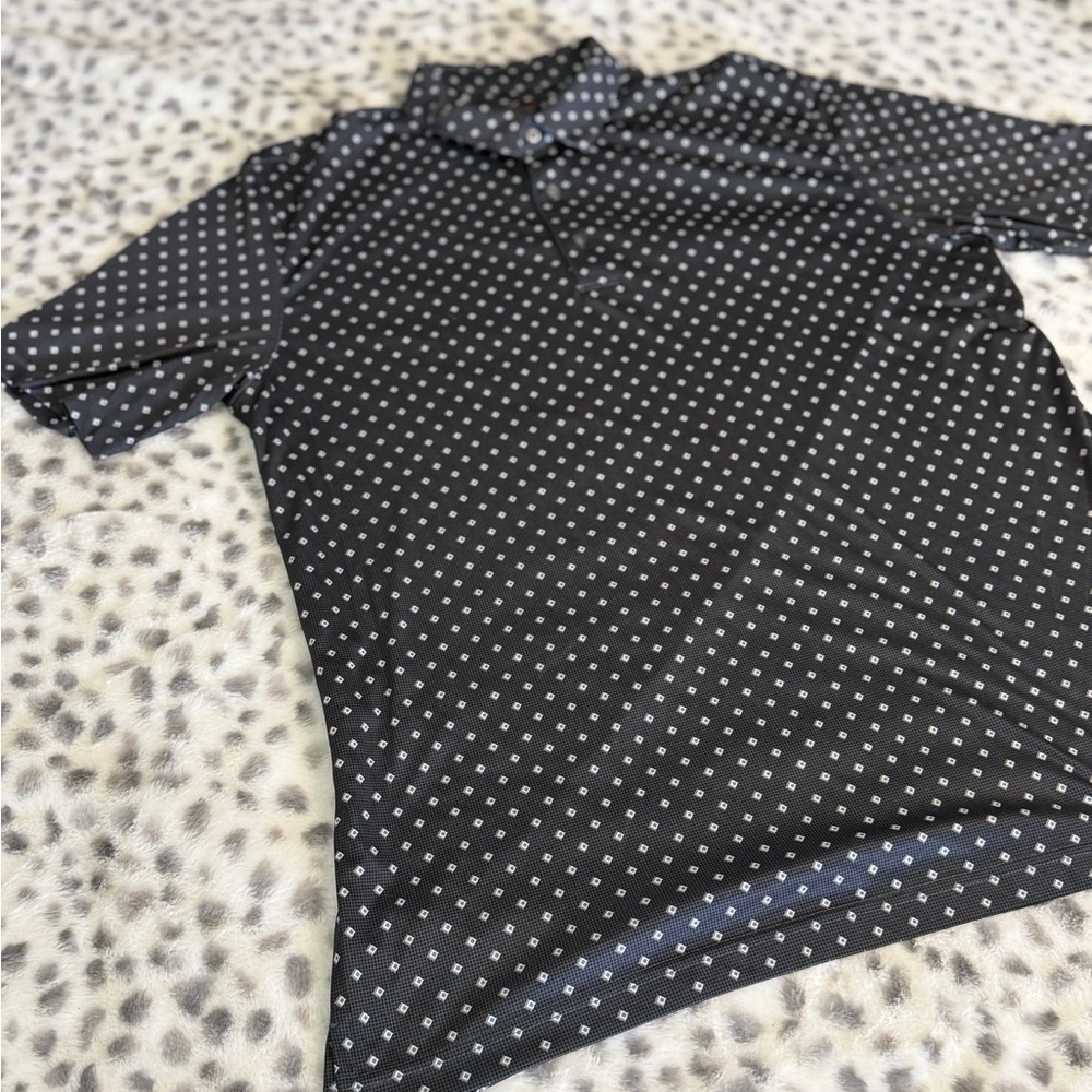 Greg Norman Polo Shirt Men’s XL Black Geometric Print Performance Golf Shirt - Picture 2 of 4